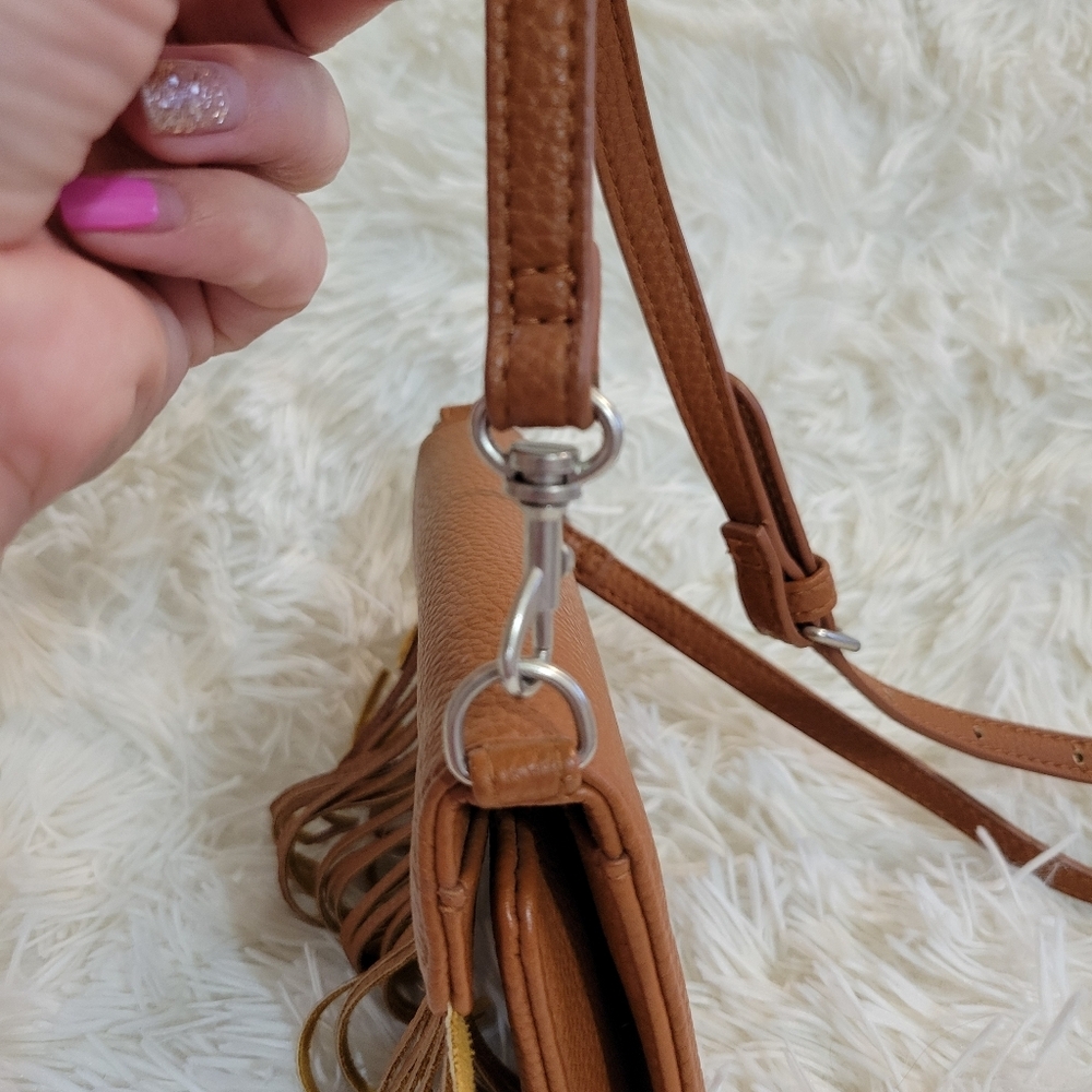 Aeropostale Fringe Tech Brown Crossbody Bag - Picture 6 of 7